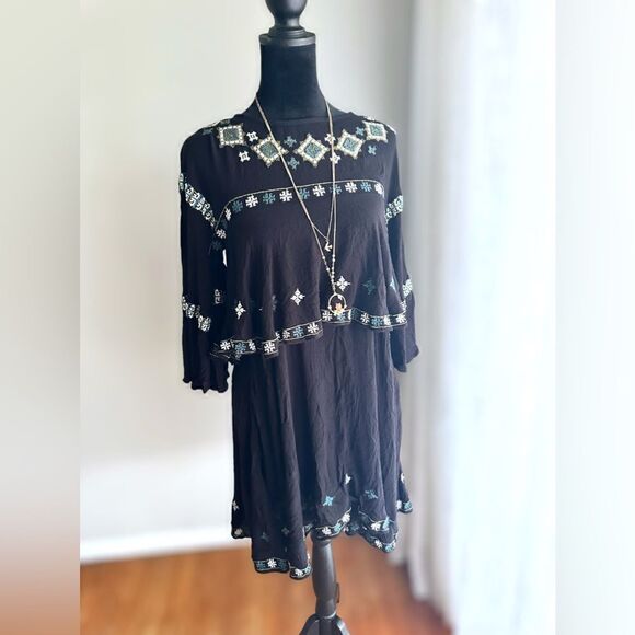ZARA Embroidered Boho Festival Layered dress Size XS - Picture 14 of 16